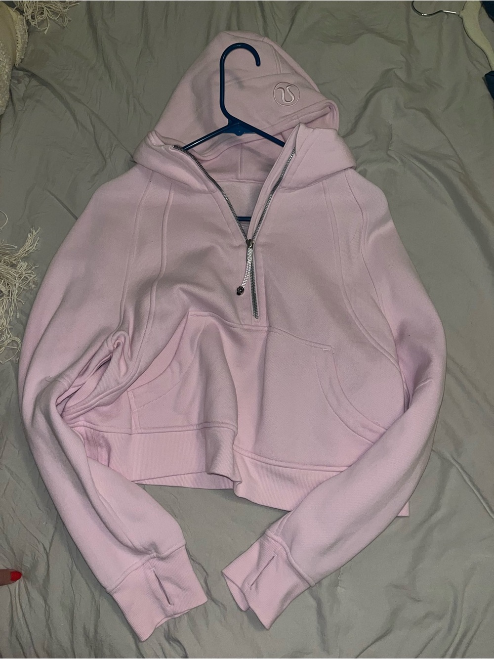 lululemon athletica Light Pink Half-Zip Cropped Hoodie
